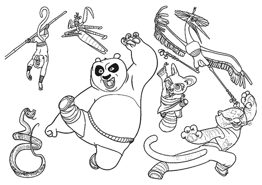 tranh tô màu Tô Màu Kung Fu Gấu Trúc