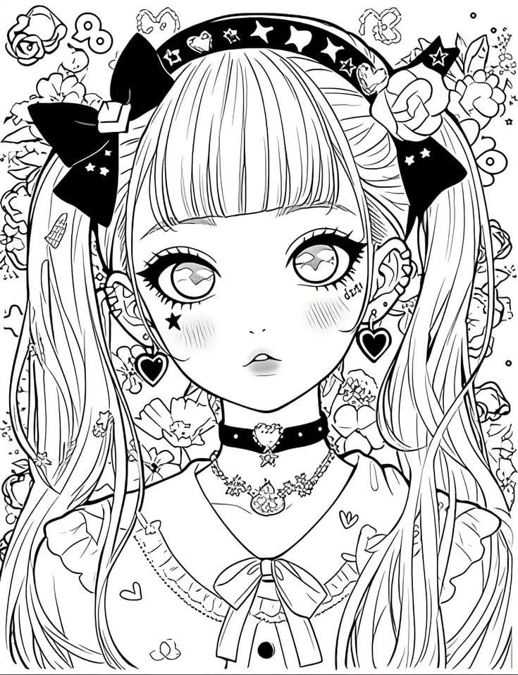 tranh tô màu Tô Màu Anime Girl Ngầu