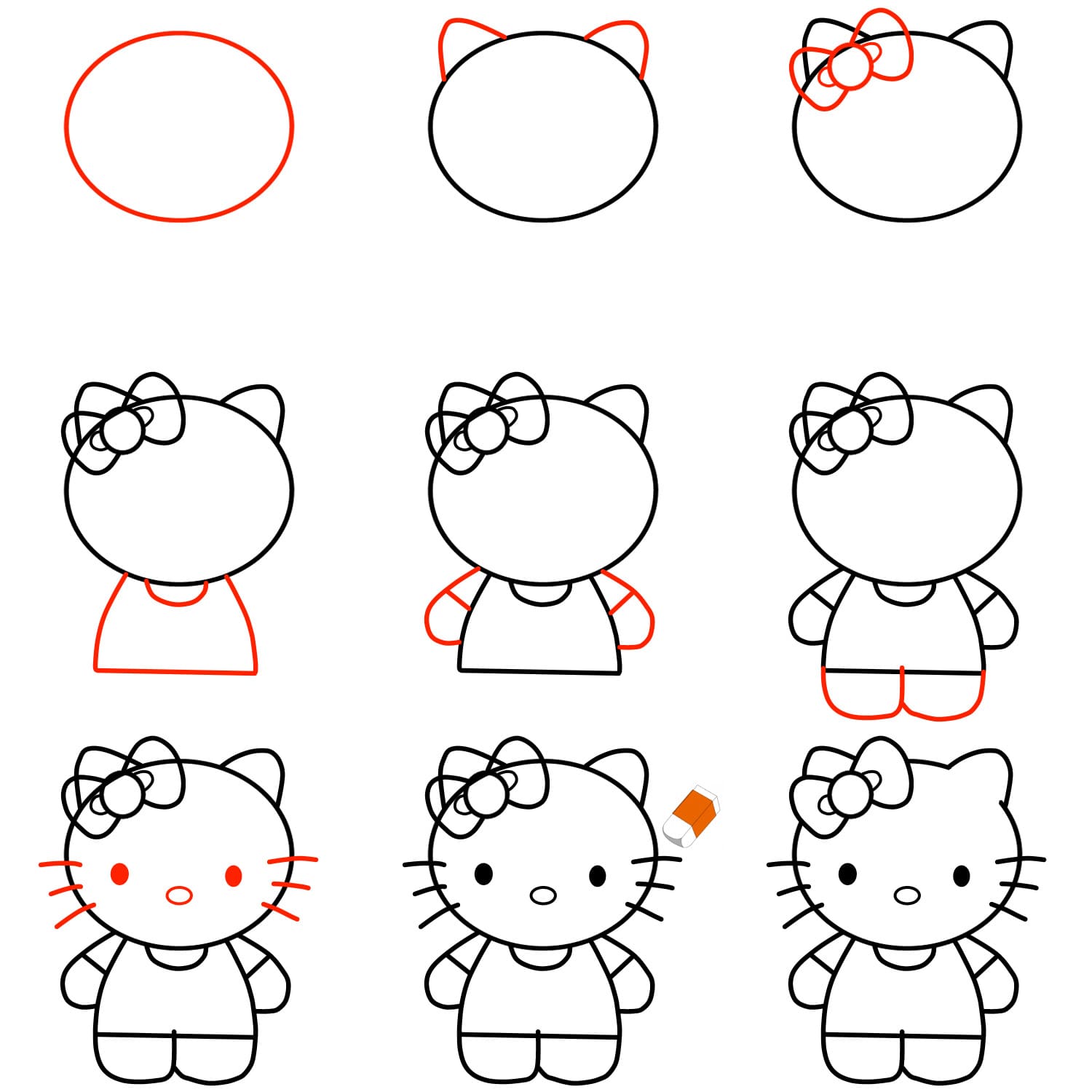 tranh tô màu Vẽ mèo Hello Kitty
