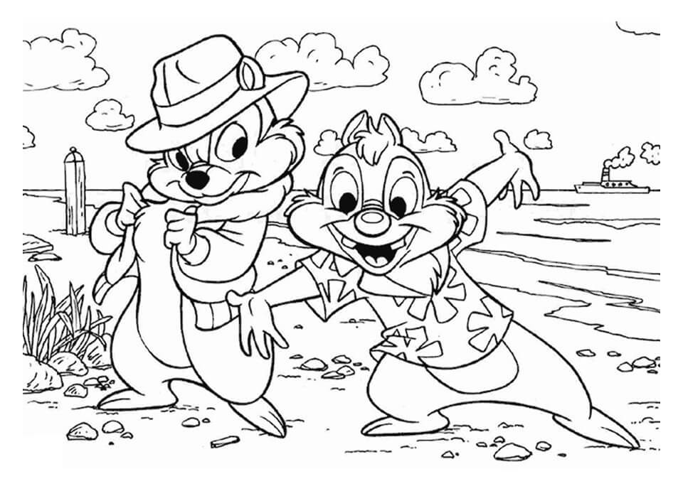 tranh tô màu Tô Màu Chip và Dale