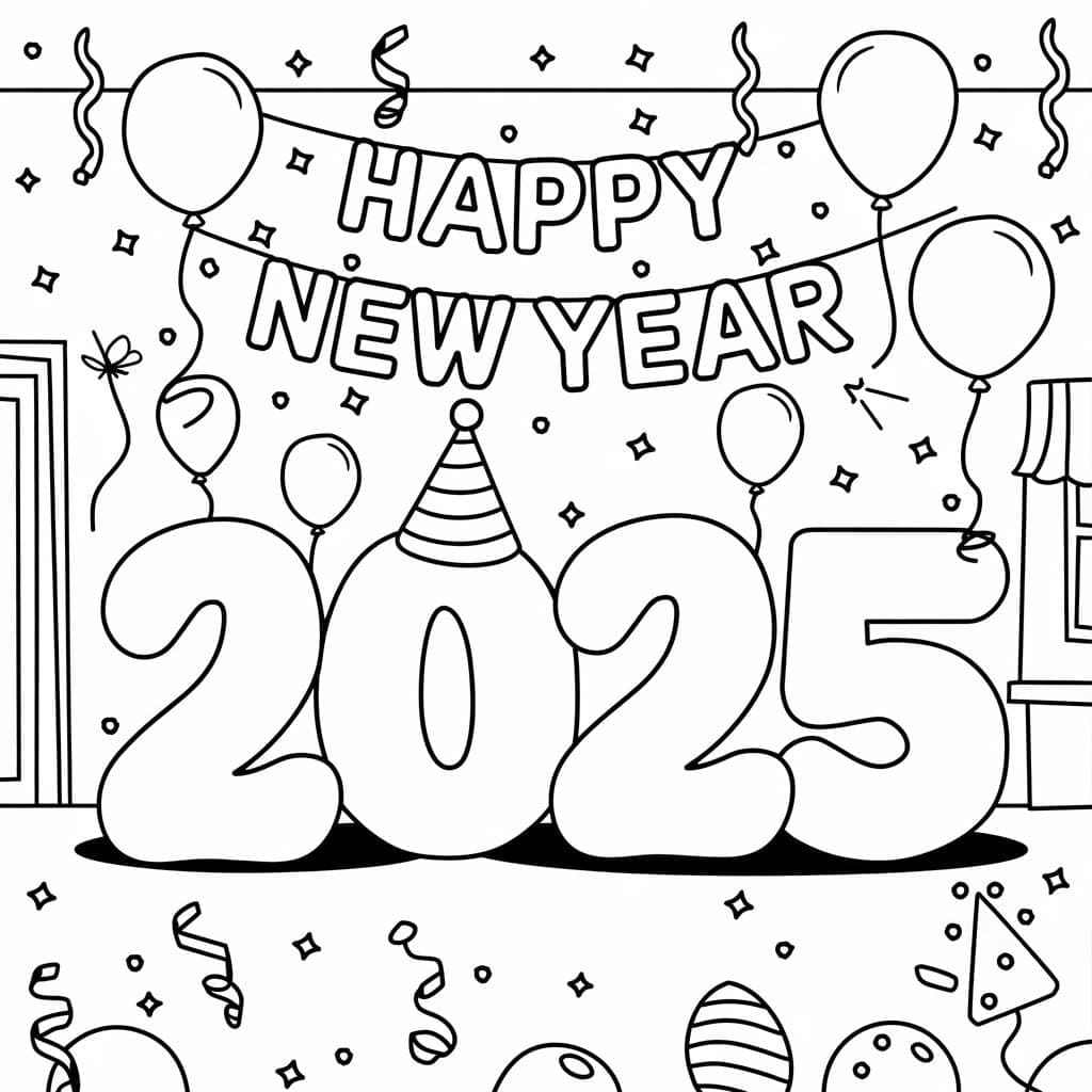 tranh tô màu Tô Màu Chúc Mừng Năm Mới 2025