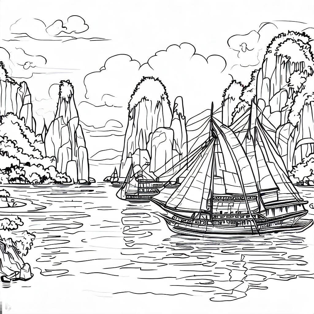 tranh tô màu Vịnh Hạ Long