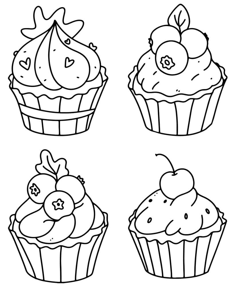 tranh tô màu Tô Màu Bánh Cupcake