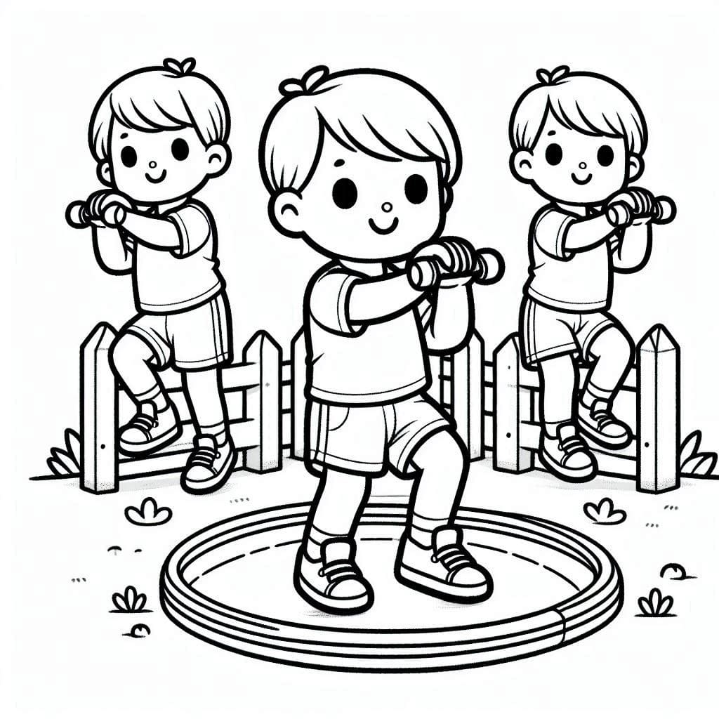 tranh tô màu Tô Màu Bé Tập Thể Dục