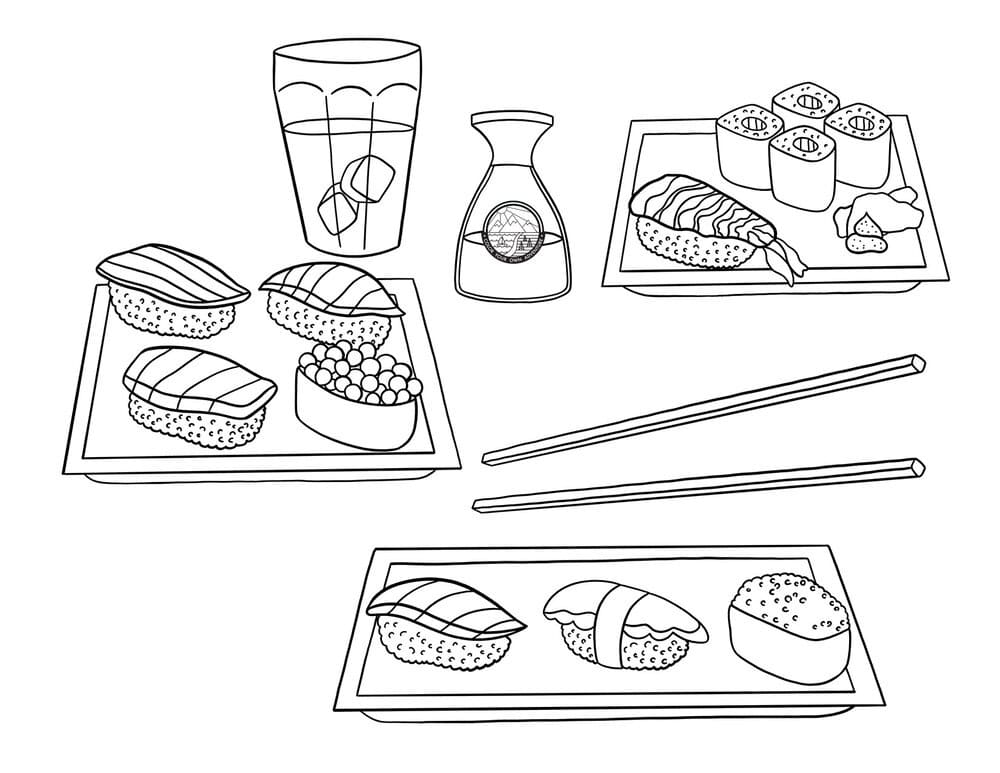 tranh tô màu Tô Màu Sushi