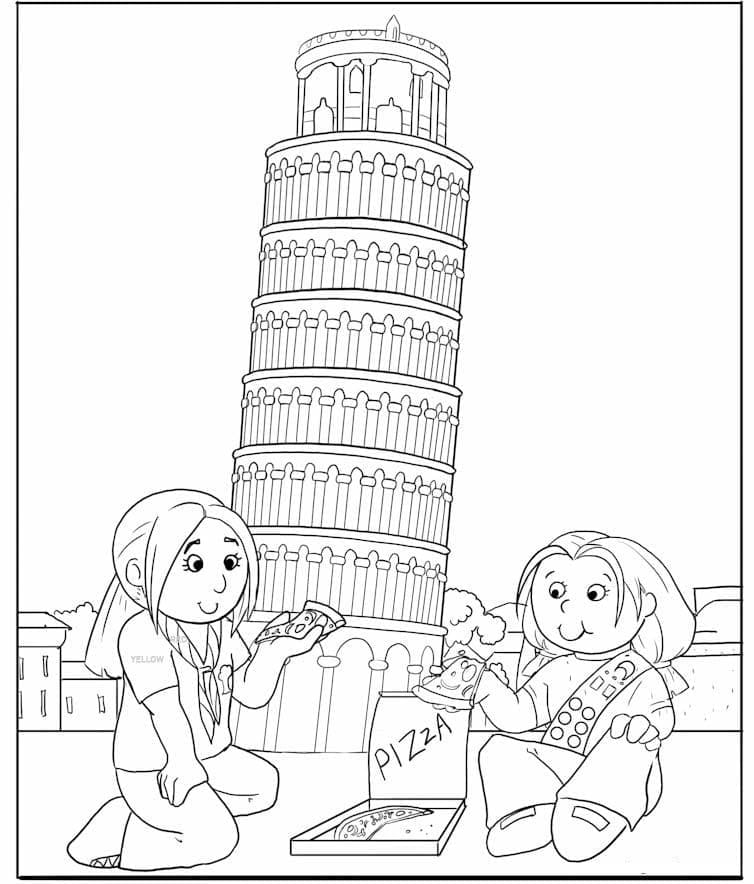 tranh tô màu Tô Màu Tháp Nghiêng Pisa